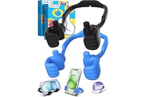 CALDEVER Noël Cadeau Lutin Nikolaus – Lot de 2 Supports Téléphone Pouce Levé Noir & Bleu, Support Bureau Amusant Smartphone, Petite Idée Cadeau Anniversaire Hommes Filles Garçons