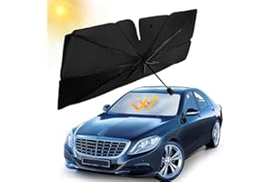 CORPOWER Osłona przeciwsłoneczna na przednią szybę samochodu, składana osłona przed słońcem, ochrona przed promieniowaniem UV, izolacja cieplna, łatwe przechowywanie, do większości samochodów i SUV-ów (145 x