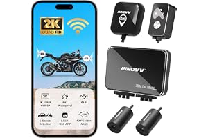 INNOVV K7 Motorcykel instrumentkamera fram och bak med EIS 2K + 2K @ 30FPS eller 1080P + 1080P @ 60 FPS, motorcykelkamera, GPS, WiFi, 24 timmars parkeringsläge, olycksdetektering, vattentät