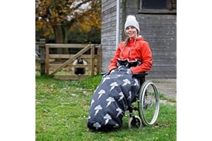 BundleBean - Fleece-Lined Wheelchair Cosy Cover (Silver Lightning) - Adult Size 100% Waterproof Rain Cover for Wheelchair Users, Universal Fit for Manual and Powered Wheelchairs, Easy to Fit, Blanket