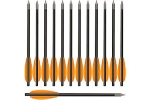 WANVZMR Mini Pistol Crossbow Bolts with Sharp Steel Tips, 6.3" Carbon Crossbow Arrows for 50-80lbs Pistol Crossbow for Adults Great for Shooting Target Practice Small Hunting Archery