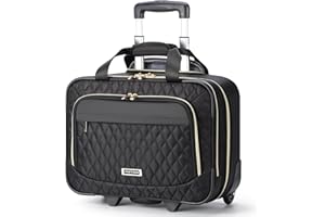 Ponhog Rolling Laptop Bag with Wheels for Women - Rolling Briefcase 15.6 Inch Laptop Bag Flight Approved Trolley Bag Carry On Luggage for Work Travel College Computer Business Lightweight Black
