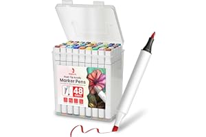 INQRAVE Rotuladores Acrílicos – Set de 48 Marcadores Permanentes Punta Fina y Media – Rotuladores Pintura Acrílica para Piedra, Madera, Tela, Cerámica, Vidrio y Más – Colores Intensos, No Tóxicos