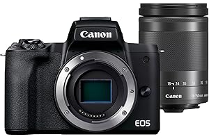 Canon EOS M50 Mark II + Lente EF-M 18-150 mm F3.5-6.3 IS STM (24.1 MP, Pantalla táctil LCD de 7.5 cm, WLAN, HDMI, Bluetooth, Sistema de AF CMOS de Doble píxel, AF de Ojo, Video 4K, EVF OLED), Negro