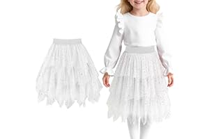 Baogaier Filles Jupe Tulle Tutu Paillettes Élégante Midi-Longue sous-Jupe superposée A-Line Elastique Taille Jupes dans Prom Party Carnaval Halloween Costume Enfants Adolescents 5-12 Ans