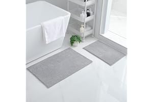 Homaxy Chenille, zestaw 2-częściowy, antypoślizgowy dywanik łazienkowy, miękki, chłonny dywanik łazienkowy, nadaje się do prania, 40 x 60 cm + 50 x 80 cm, jasnoszary
