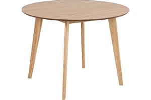 AC Design Furniture Roxanne - Tavolo da pranzo rotondo per 4 persone, effetto rovere, diametro 105 x altezza 76 cm, tavolo da cucina con impiallacciatura di quercia e gambe in rovere tinto stile retrò