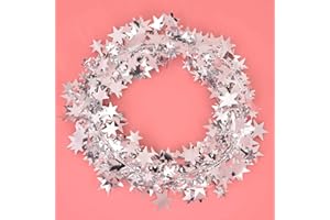 Sheens Sternendrahtgirlande, 7.5m Helle glänzende Sterngirlande Sternlametta-Girlanden Weihnachtsbaum-Hochzeitsfest-Dekoration Festliche Verzierung[Silber] Dekorpapier