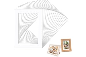 ABEILLO 15 Pack White Pre-Cut 5x7 Picture Mounts, Acid-Free, Frame Mattes for 4x6 Pictures Display Photo Frame Mat Bevel Photo Board Show Kit for Photos, Prints, Artworks