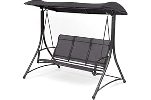 SUNTIME Havana Outdoor Charcoal 3 Seat Garden Swing Black