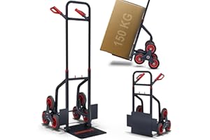 ONBEST Treppensackkarre Sackkarre klappbar – 150 kg Tragkraft – 3-Fach Hartgummi Reifen – Stahlrahmen – XL Schaufel – Sicherheitsgriffe – Treppen Klappsackkarre – Treppensteiger