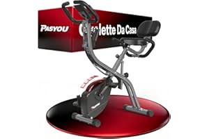 PASYOU Cyclette Pieghevole 3 in 1, Bicicletta magneticaper la Casa, Spinning Bike con monitor LCD e sensore di frequenza cardiaca, Cyclette a 10 livelli di resistenza magnetica,Salvaspazio