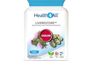 Health4All Liverestore Liver Cleanse Detox and Repair Capsules, Milk Thistle (80% Silymarin), Artichoke and Choline, 60 Capsules, Vegan Liver Health Support Supplement, 2 Month Supply | Made in UK