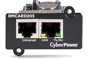 CyberPower Systems RMCARD205 Netzwerkkarte Fuer SNMP Slot - Kompatibel zu OR und PR Serie, Zwei Anschluesse: Netzwerk und Environment Senso, Schwarz