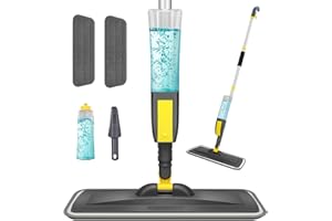 NileHome Upgraded Spray Mop for Floors - 360° Rotary spray mop | Reusable Washable Microfiber Pads, 3 Adjustable Modes, Lightweight for Tile & Wood Floor Cleaning
