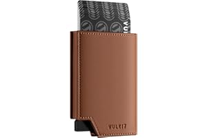 VULKIT Porta Carte di Credito Porta Carte Pop-up in Pelle con Blocco RFID per Uomo Donna con Scomparto per Banconote e Chiusura Magnetica