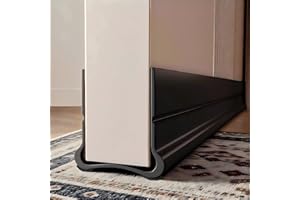 Vingspina Negro 93cm Burlete Bajo Puerta, Burlete Silicona Puerta Autoadhesivo para Burlete de Puerta, Ajustable Tira de Sellado para Antipolvo, Aislamiento Acústico, Viento, Agua e Insectos, (Black)