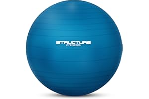 Structure Fitness 65CM Gym Ball Exercise Yoga Swiss Core Fitness - deal for core strength training, stretching, toning, resistance exercise and more- Hand-pump included.