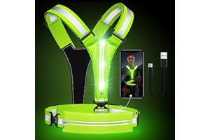 Ylzzrs Gilet réfléchissant Running à LED pour Course à Pied, Gilet Reflechissant Vélo LED Rechargeable, Support de téléphone pour Coureurs, Marche Nocturne, pour Jogging, randonnée, Moto