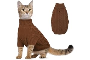 Hjumarayan Katzenpullover - Katzen Pullover Winter Hunde Pullover Warm Hundepullover mit Geschirrloch Schöner Katzenpulli mit Beinen Pullover für Katzen Kleine Hunde (Kaffee S)