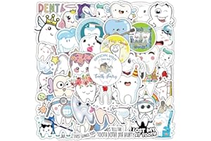 LYLSDSB Tooth Stickers 50 Stück Wasserfeste Cartoon Zahnärztliche Aufkleber für Laptop Skateboard Scrapbook Telefon Motorrad Computer Auto Gepäck,Vinyl Dental Aufkleber für Jugendliche Kinder Jungen