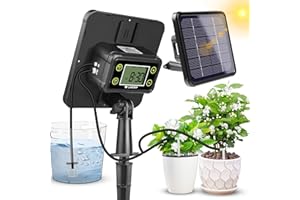 Landrip Solar Powered Automatic Watering System LCD, Programmable Automatic DIY Irrigation System, Holiday Plant Watering Automatic Plant Waterer for Outdoor Patio Potted Plants,Gardening Gift
