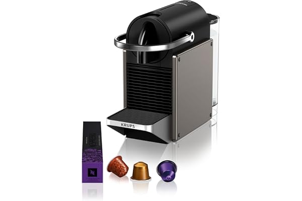 Nespresso Krups Machine à Café Pixie Titane, 19 Bars + Kit de Bienvenue, Design Compact, Expresso et Lungo, Arrêt Automatique, YY5290FD