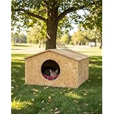 Reyo Kedi Evi Dış Ortam Uygun Ahşap Kedi Evi OSB 50x50x35 cm - CAT17