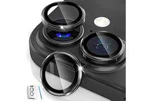 imluckies Protection Objectif Caméra pour iPhone 16 - iPhone 16 Plus, [AR+AF] Verre Trempé HD Clair, 9H Métal Caméra Arrière Protecteur, Anti-Rayures Anneau de Lentille - Noir