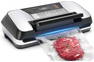 OIDOZAC 95kPa Food Vacuum Sealer Machine, Auto 12-in-1 Vacuum Food Sealer with Easy-Lock Handle, Double Heat Seal, Vacuum Pack Machine with Built-in Cutter and Bag Storage, Removable Drip Tray,Stainless Steel