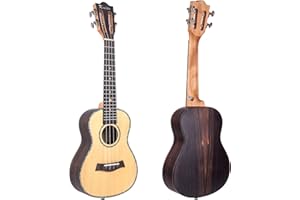 Kmise Concert Ukulele Solid Spruce Top Ukelele Ukele Uke 23 inch 4 String Classical Guitar Head with Binding