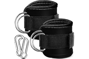 XYUXWLG Ankle Straps for Cable Machines Attachments 2 Pcs Gym Ankle Strap Padded Support Adjustable D Rings, for Kickbacks, Glute Workouts, Leg Extensions, Booty Hip Abductors Exercise