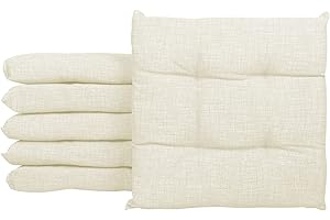 IlGruppone Passione Casa Set 4/6 Cuscini Sedia con Lacci 4 Punti Cucina Imbottiti Spessore 6 Cm Prodotto Italiano 40 x 40 in Cotone Tinta Unita - Panna - 6 Pezzi