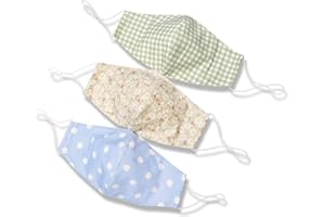 HOPE LOVE SHINE Masque À Motif Floral À Pois À Carreaux Pour Femmes Avec Boucle D'Oreille Réglable De Poche De Filtre, Masque En Tissu De Créateur À La Mode Cool Mignon, Paquet De 3