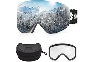 SNOWALVA 2025 New Frameless OTG Ski Goggles with Magnetic Lens System – Lightweight Anti-Fog Snow Goggles for Skiing & Snowboarding – Fits Glasses – Durable Carry Case Included Skiing Goggle