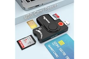 ROCKETEK Lector USB 4 en 1 Para SIM, SD, TF y DNI Smart Card - Plug & Play, Compatible Con Windows, Mac OS, Android