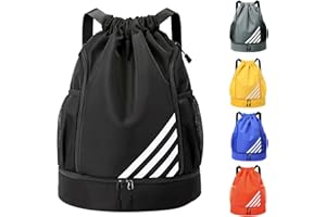 Tokeya Sacca Sportiva Coulisse Uomo Donna Zaino da Palestra Impermeabile Borsa a Sacco con Scomparto per Scarpe Tasche Leggero Regolabile Zainetto da Basket per Spiaggia Viaggio Piscina