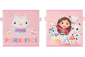 Idea Nuova Gabbys Dollhouse Set of Two Spacious Collapsible Storage Cubes with Carry Handles, 10"x10"