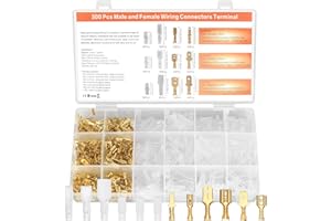 SZSLMY Kabelschuhe Set, 300 Stk Flachsteckhülsen Set, Männlich Weiblich Flachstecker Kit, Flachsteckverbinder Kabelstecker mit Isolierhülse, Isolierte Crimpverbinder Kabelverbinder, 2,8 mm 4,8 mm 6,3 mm