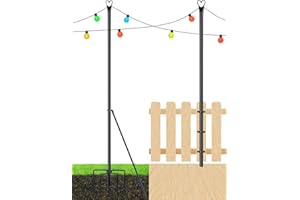 XDW-GIFTS Lot de 2 poteaux lumineux en acier pour guirlandes lumineuses d'extérieur à suspendre, jardin, cour, patio, support d'éclairage pour fêtes, Noël, mariage