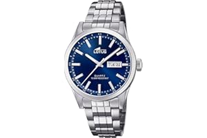 LOTUS Reloj Hombre Clasico Caja de Acero Inoxidable Plateado Correa de Acero Inoxidable