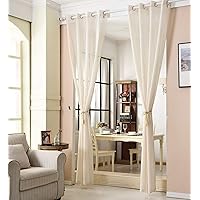 WOLTU® VH6064cm-2, 2er Set Gardinen transparent mit Ösen Leinen Optik, Doppelpack Ösenschal Vorhang Stores Voile…
