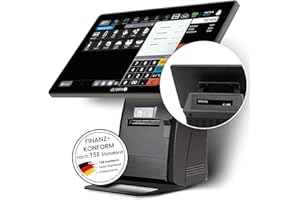 Olympia T215K Kasse für Gastronomie & Handel | Elektronisches Kassensystem mit Touchdisplay | 15 Zoll Touchscreen Monitor | Registrierkasse TSE | Thermodrucker & LCD-Anzeige | Bondrucker