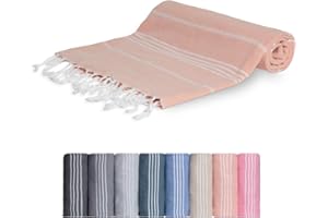 MEBY Ręcznik do sauny XXL (100 x 200 cm). Ręcznik plażowy, ręcznik kąpielowy, turecki ręcznik hammam, ręcznik. 100% bawełna (łososiowy)