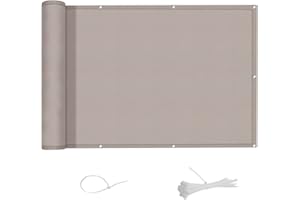 AXT SHADE Frangivisto Balcone per Protezione Privacy Balcone 90x600cm in 170g/㎡ Poliestere,Protezione UV,con Occhielli e Fascetta,Taupe