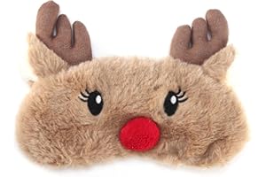 ANGGREK Máscara para dormir de Navidad, cubierta de ojos de animal lindo, máscara para dormir, ciervo, cartón de invierno, máscara de sombra de ojos para niñas, mujeres y adultos(Cada)