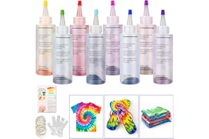 Sinwind Tie Dye Kit, 8 Colores Vibrantes Pinturas Textiles de Tela, con 40 Bandas de Goma, 8 Pcs de Guantes de Plástico, para Tela Pinturas, Actividades del Campus