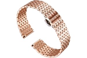 BINLUN Cinturino per Orologio in Acciaio Inossidabile Maglie Ultra Sottili Cinturini Leggero per Orologio Braccialetti di Ricambio Lucidati 12mm/14mm/16mm/18mm/20mm/22mm per Uomo Donna