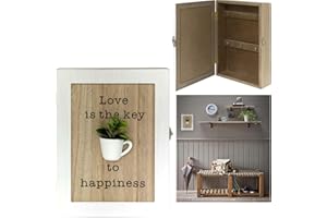 Maison Des Cadeaux New Wall Mounted Plant Cup Wooden 6 Key Cabinet Keyhole Box Key Holder (US321)