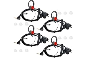 HYSHIKRA Auricolare radio di sicurezza compatibile con Motorola TLKR-T60 T80 T82 T-92 H2O T80 Extreme T82 Extreme Walkie Talkie, leggero, a forma di G con microfono (Rosso, 4 PACK)